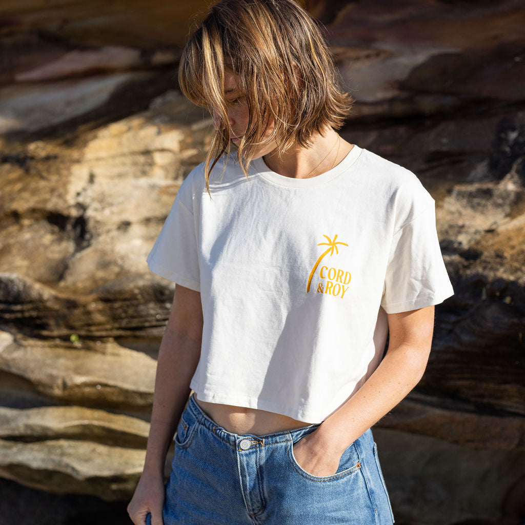 Ladies Crop Tee - Ecru