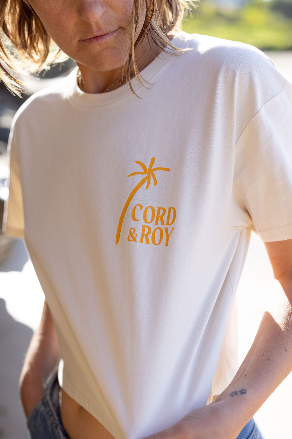 Ladies Crop Tee - Ecru