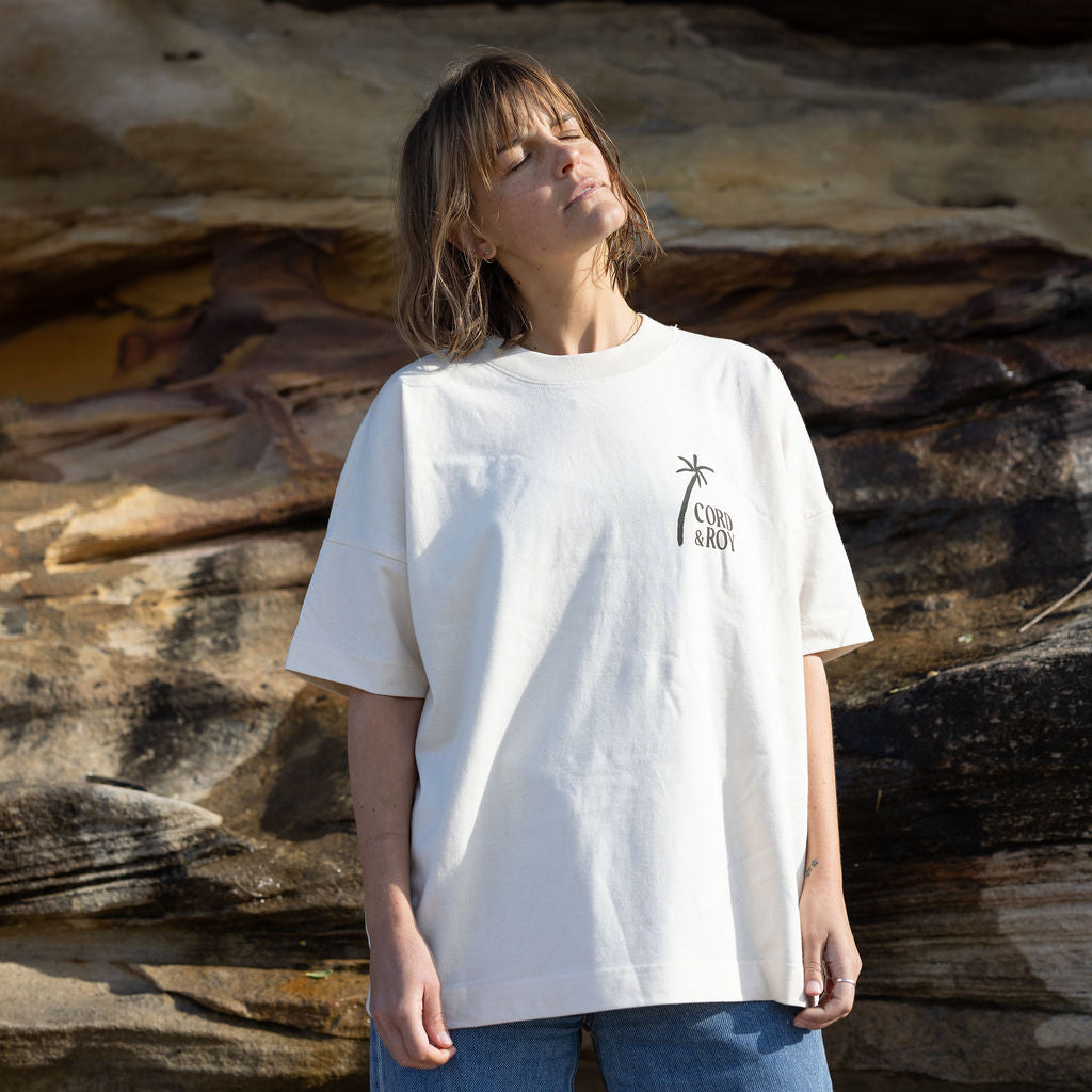 Wave Shade Oversized Tee - Natural Raw